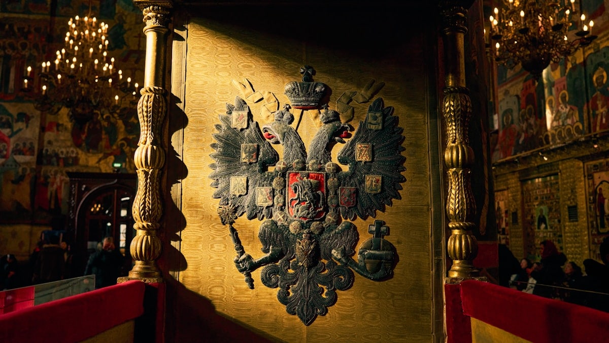 Imperial eagle, likely in a church setting.